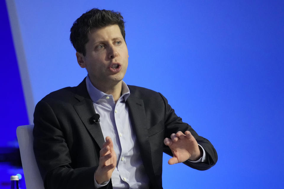 Open AI CEO Sam Altman participates in a discussion entitled 'Charting the Path Forward: The Future of Artificial Intelligence" during the Asia-Pacific Economic Cooperation (APEC) CEO Summit, Thursday, Nov. 16, 2023, in San Francisco. (AP Photo/Eric Risberg)