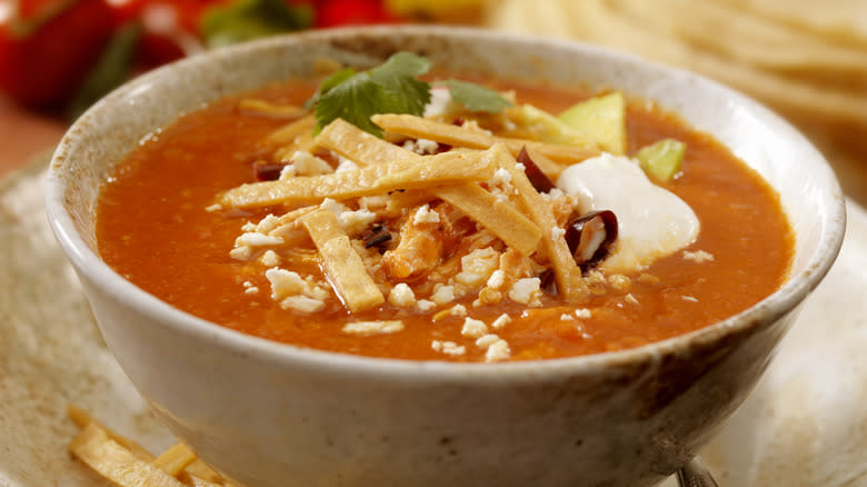 bowl of tortilla soup