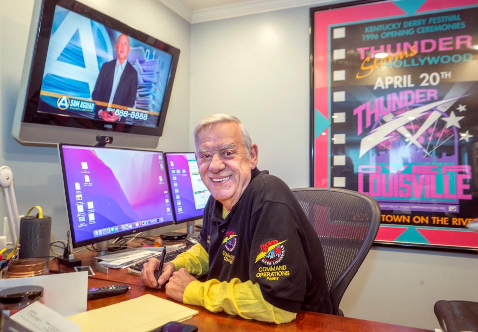 Wayne Hettinger has produced Thunder Over Louisville for 30 years. He is seen in his office at his home. April 7, 2022