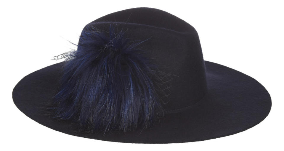 Navy Pom Pom Fedora