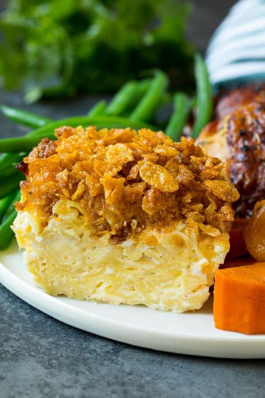 <p>Dinner At The Zoo</p><p>This noodle kugel is egg noodles that are baked in a sweet custard mixture, then finished off with a cinnamon sugar cornflake topping. It's a classic Jewish side dish that always gets rave reviews!</p><p><strong>Get the recipe: <a href="https://www.dinneratthezoo.com/noodle-kugel" rel="nofollow noopener" target="_blank" data-ylk="slk:Noodle Kugel;elm:context_link;itc:0;sec:content-canvas" class="link rapid-noclick-resp">Noodle Kugel</a></strong></p><p><strong>Related: <a href="https://parade.com/1055483/pipandebby/best-zoodles-recipes/" rel="nofollow noopener" target="_blank" data-ylk="slk:43 Best Zoodles Recipes;elm:context_link;itc:0;sec:content-canvas" class="link rapid-noclick-resp">43 Best Zoodles Recipes</a></strong></p>