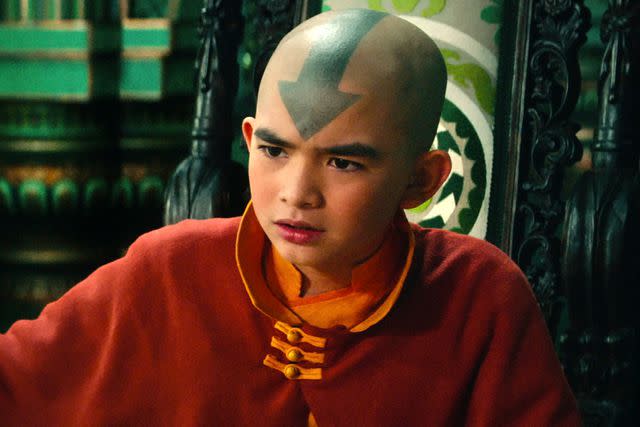 <p>Netflix</p> Gordon Cormier as Aang on 'Avatar: The Last Airbender'