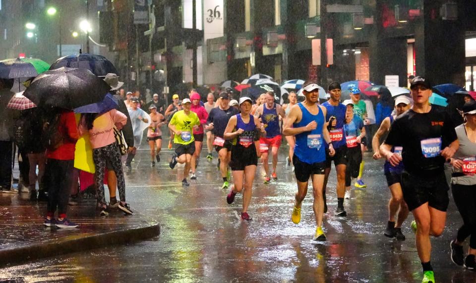 Runners endured heavy rain, thunder and lightning during the 2023 Flying Pig Marathon.