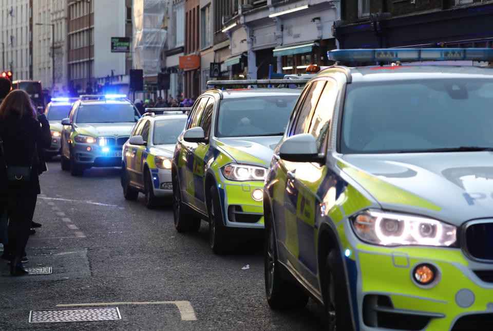 Police at the scene of an incident on London Bridge in central London.