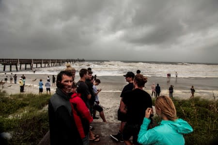 Locals bear the winds of Hurricane Dorian in Jacksonville, Florida U.S.