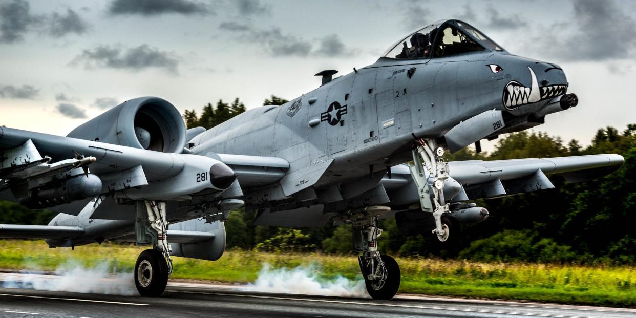 US A-10 aircraft landing on a highway in Estonia during exercise
