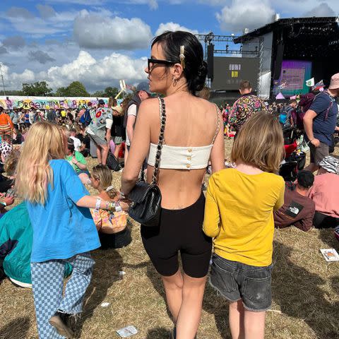 <p>Lily Allen Instagram</p> Lily Allen and her kids Ethel and Marnie at Glastonbury in 2022.