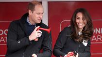 <p> Prince William and Kate Middleton were caught locking horns in 2017... or at least trying to avoid blowing out an eardrum as they joked around with the loud racing horns. </p> <p> Kate was all smiles as she and William messed around with the klaxons ahead of the 2017 London Marathon. </p> <p> They were on hand to cheer on runners taking on the gruelling 26 mile run - although Kate, with what appears to be a fresh blowout with her bouncy, shiny hair, was most likely not ready to take part. </p>