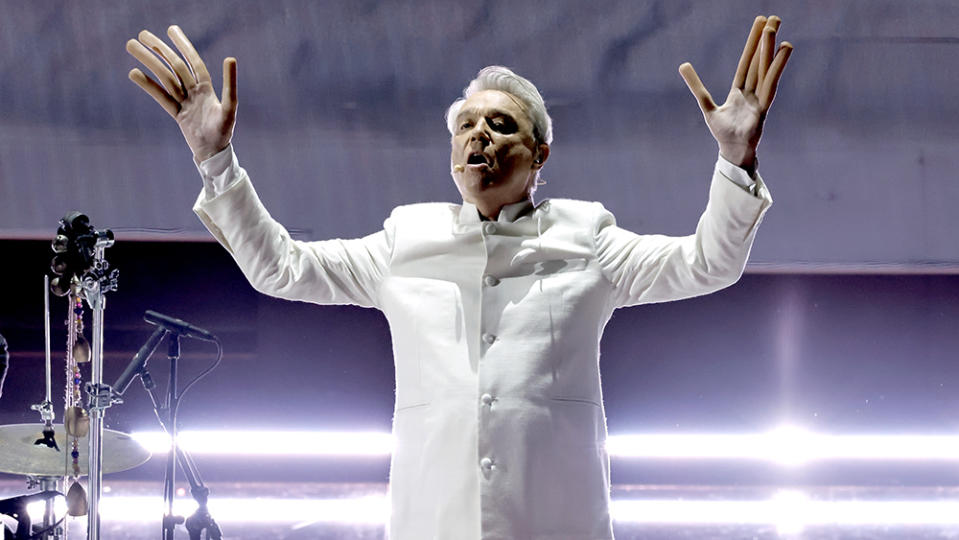 HOLLYWOOD, CALIFORNIA - MARCH 12: David Byrne performs onstage during the 95th Annual Academy Awards at Dolby Theatre on March 12, 2023 in Hollywood, California. (Photo by Kevin Winter/Getty Images)