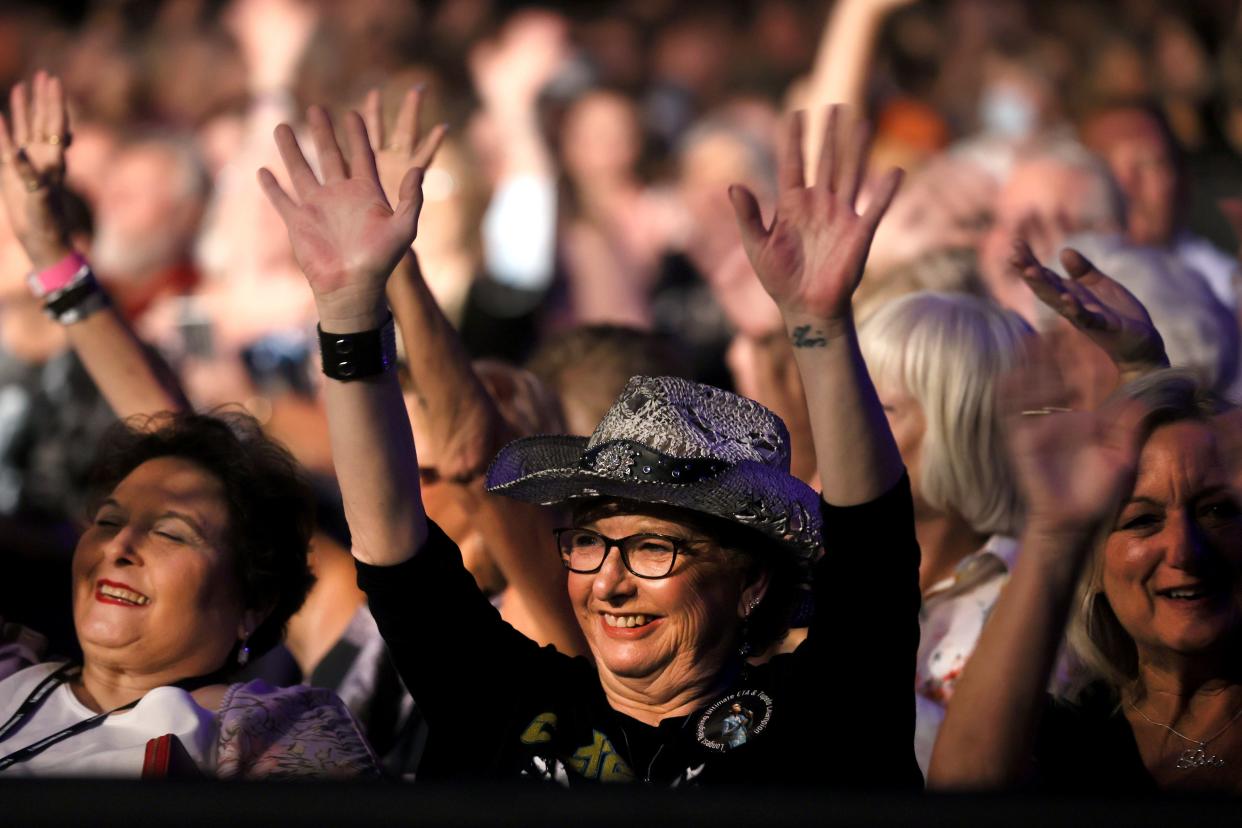 Fans watch the performers during the Ultimate Tribute Artists Contest final round at the Graceland Soundstage on Thursday, Aug 12, 2021. 