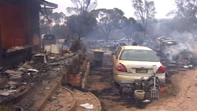 The inferno has incinerated homes and farming properties across a 200km perimeter. Photo: 7 News