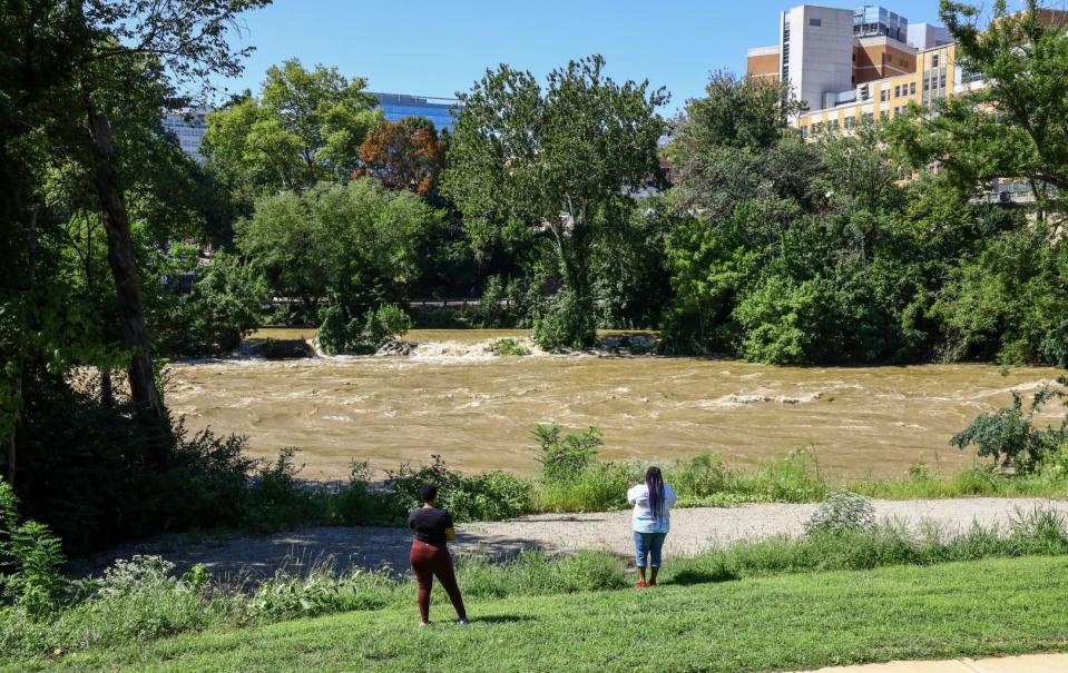 Brandywine Creek is heavily flooded due to the heavy rainfall on Wednesday from the remnants of Hurricane Ida. 