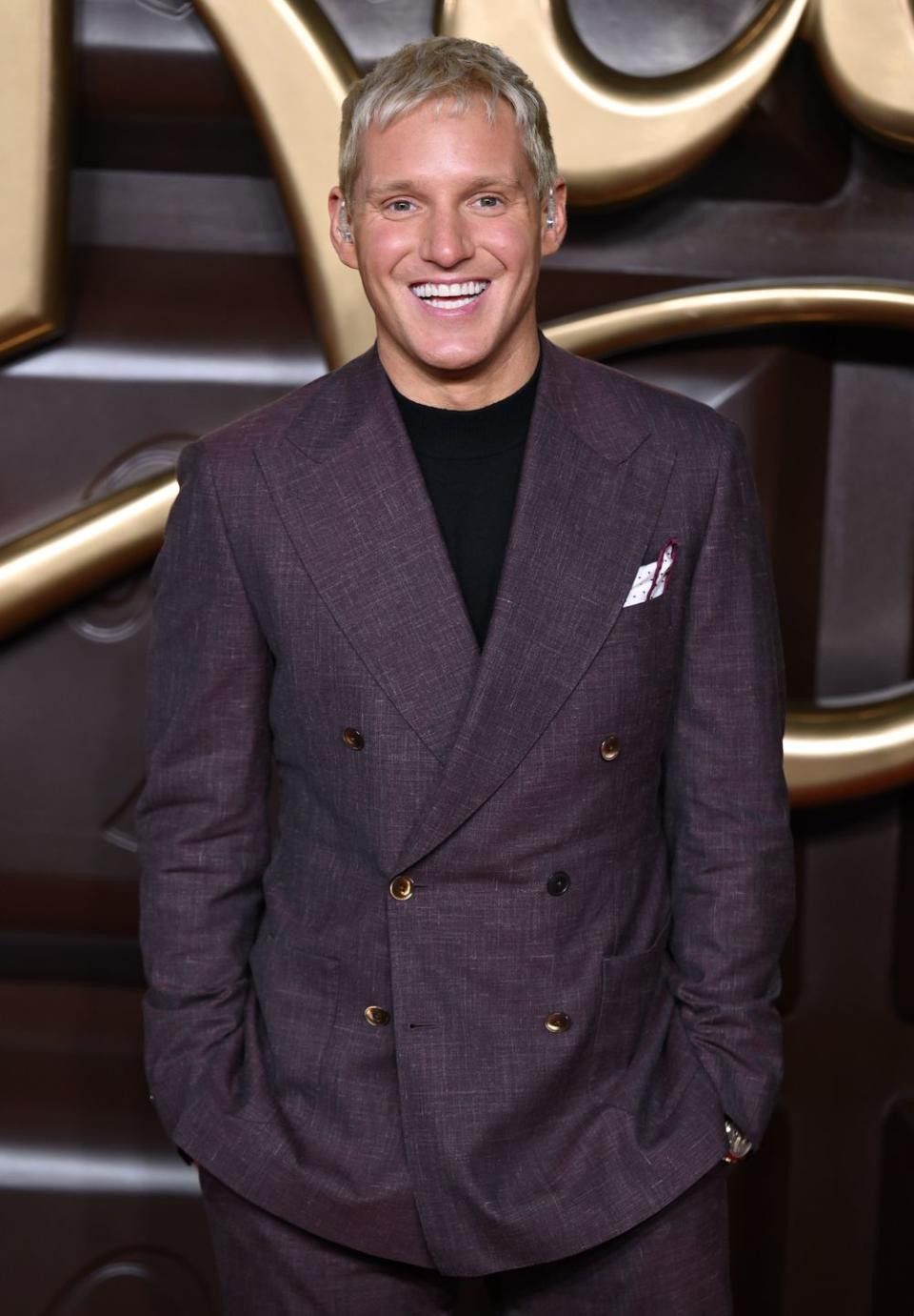 jamie laing arrives at the wonka world premiere at the royal festival hall on november 28, 2023 in london, england