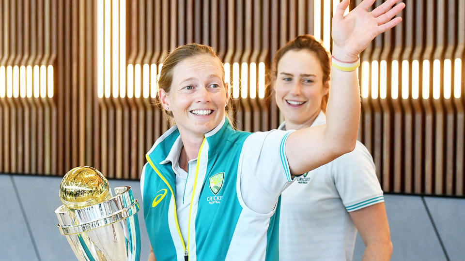 Pictured left to right is Australian Women's cricket captain Meg Lanning and teammate Ellyse Perry.