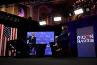 Democratic presidential candidate Biden and vice presidential candidate Harris take part in a virtual campaign event in Wilmington, Delaware