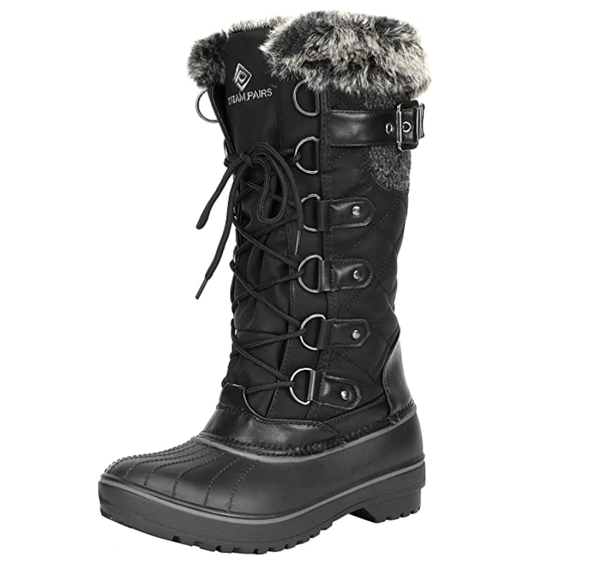 Dream Pairs Women's Fur-Lined Mid-Calf Snow Boots in black (Photo via Amazon)