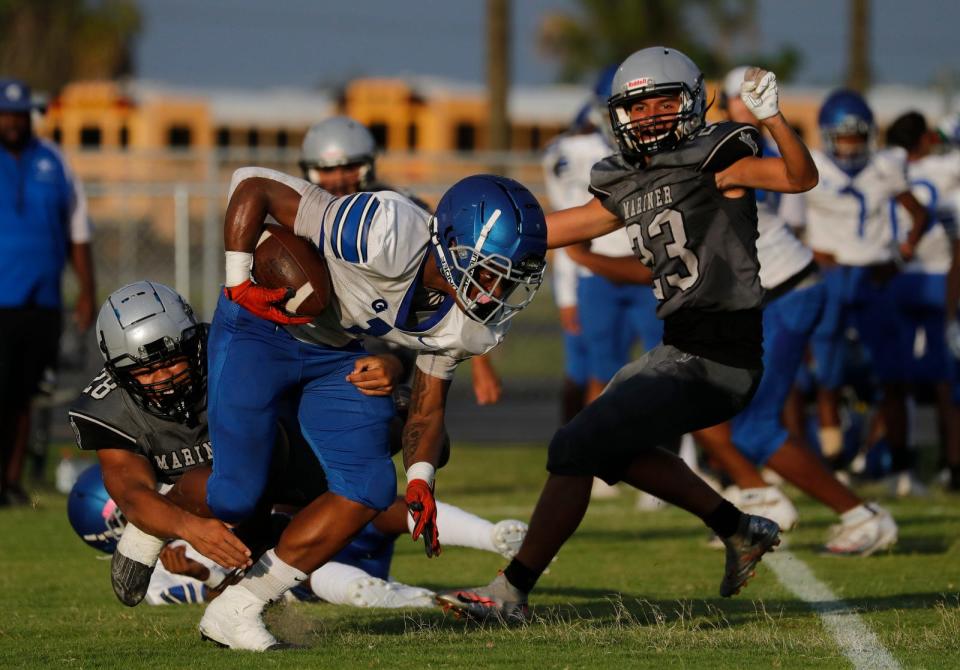 Gateway Charter visited Mariner High School in Cape Coral Wednesday, May 25, 2022 as they faced each other for a Spring football game. 