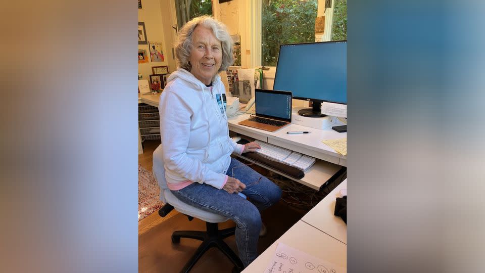 Author Joan Steinau Lester writing in her home office. - Courtesy Carole Johnson