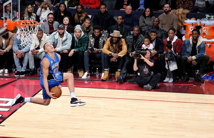 Aaron Gordon stole the show at the 2016 dunk contest. (Getty images)