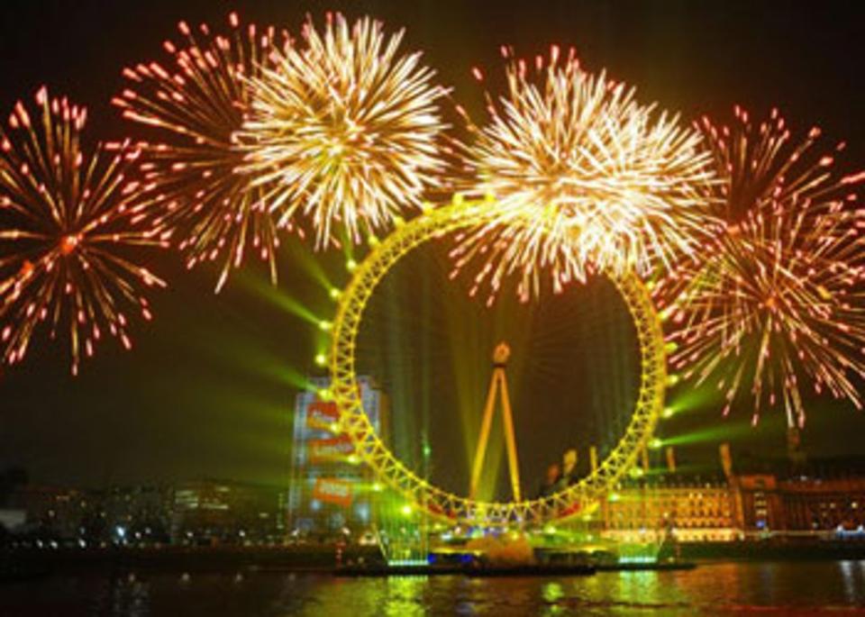 A previous spectacular firework display to see in the New Year at the London Eye