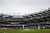 New York Yankees' Anthony Volpe runs the bases after hitting a two-run home run during the third inning of a baseball game against the Houston Astros, Thursday, May 9, 2024, in New York. (AP Photo/Frank Franklin II)