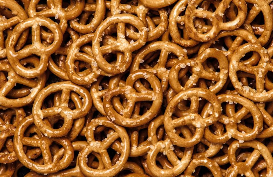 full frame shot of pretzels