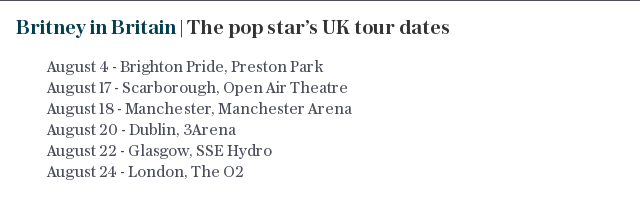 Britney in Britain | The pop star’s UK tour dates