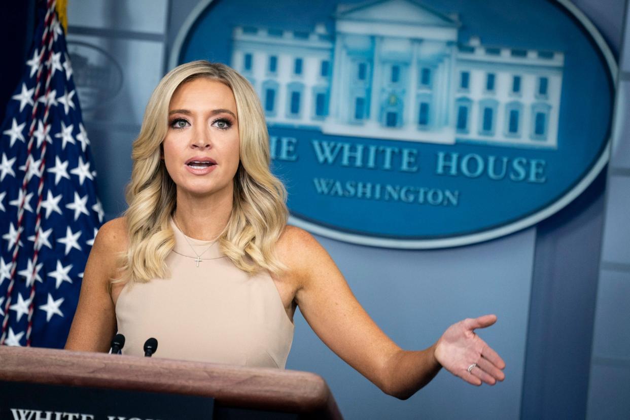 White House press secretary Kayleigh McEnany defends Donald Trump over the Russian bounty payments scandal: EPA