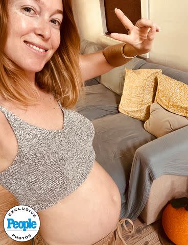 <p>Courtesy India Oxenberg</p> India Oxenberg (and baby bump!) at home in Key West, Fla., March 10, 2024