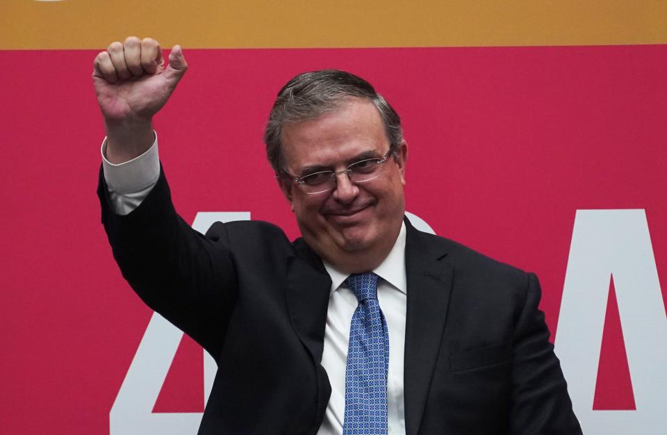 Marcelo Ebrard Casaubon, Minister of Foreign Affairs of Mexico, presents his book "El Camino de México" or Mexico´s Path in English, at the Palacio de Mineria in Mexico City, Monday, March 20, 2023.