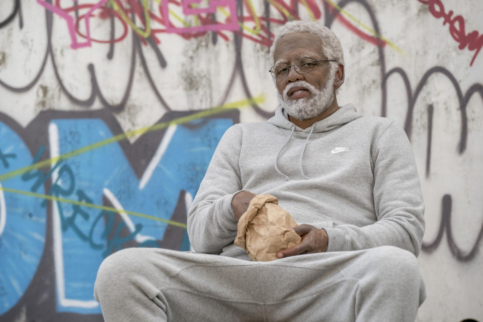 Kyrie Irving as Uncle Drew in the eponymous film. (Photo: Courtesy of Lionsgate)