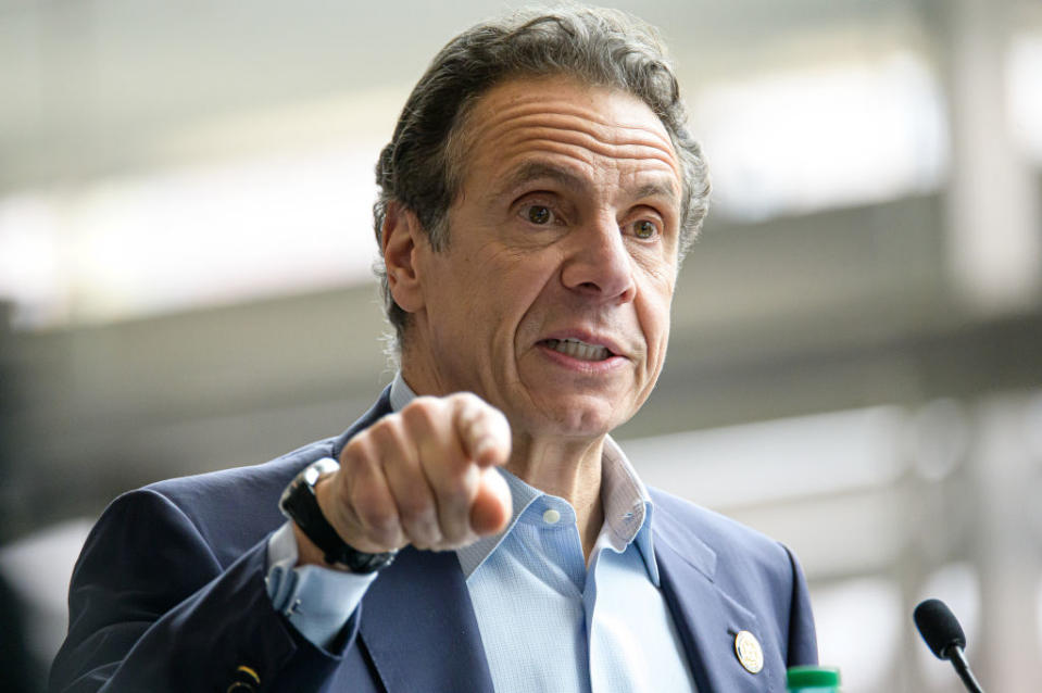 NEW YORK, NY, UNITED STATES - 2020/03/30: Following the arrival in New York City of the U.S. Naval hospital ship Comfort, NY State Governor Andrew Cuomo is seen during a press conference at the field hospital site at the Javits Center. (Photo by Albin Lohr-Jones/Pacific Press/LightRocket via Getty Images)