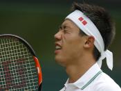 Britain Tennis - Wimbledon - All England Lawn Tennis & Croquet Club, Wimbledon, England - 30/6/16 Japan's Kei Nishikori reacts duringhis match against France's Julien Benneteau REUTERS/Andrew Couldridge