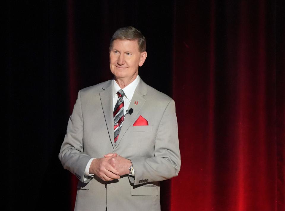 Ted Carter held his first State of the University as Ohio State's president on Thursday at the Ohio Union's U.S. Bank Conference Theater.
