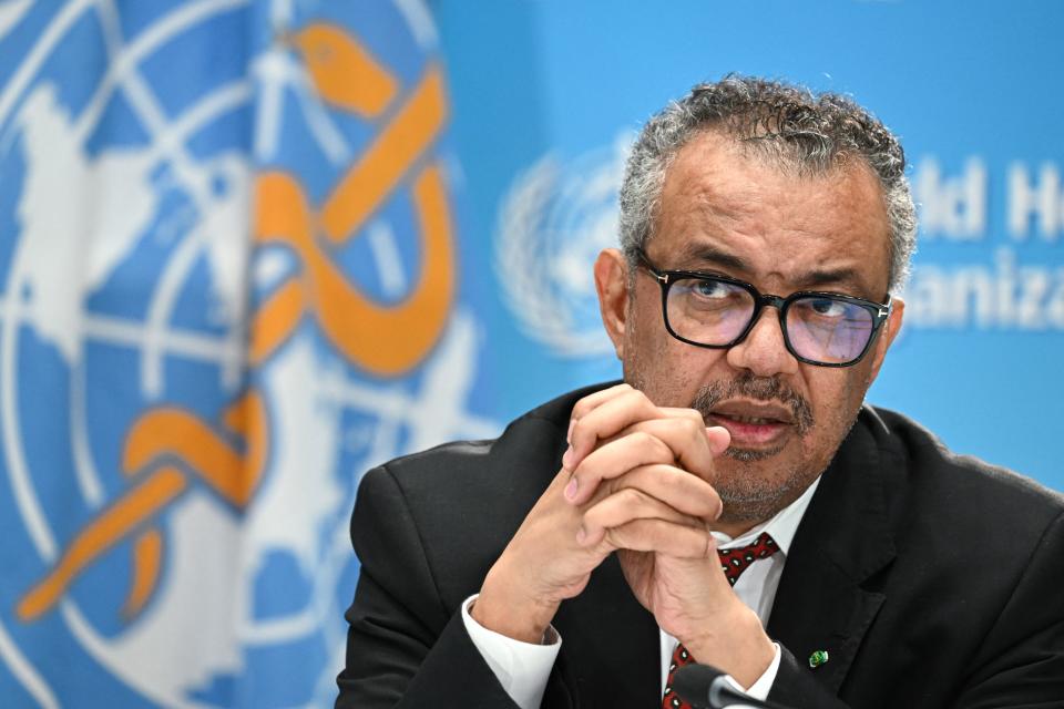 Director Tedros Adhanom Ghebreyesus during a press conference.