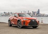 <p>All-new for 2019, <a rel="nofollow noopener" href="https://www.caranddriver.com/lexus/ux" target="_blank" data-ylk="slk:Lexus's UX200 subcompact crossover;elm:context_link;itc:0;sec:content-canvas" class="link ">Lexus's UX200 subcompact crossover</a> combines an efficient 2.0-liter engine with a continuously variable automatic transmission (CVT) to deliver up to 35 mpg combined. That’s a pretty solid number for a luxury vehicle that comes standard with a long list of features. It’s not sporty in the least, even in optional F Sport trim, but the overall package is surprisingly comfortable around town. All-wheel drive isn't offered, unless you count the hybridized UX250h, which is both notably more expensive and, ahem, a hybrid-thus not qualified for this list.</p>