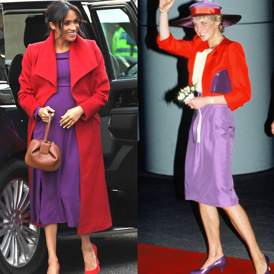 The duchess and Diana both looked great sporting this color combo. (Getty Images)