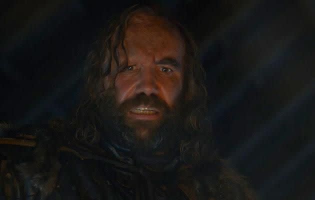 The Hound looked completely freaked out by his White Walker vision. Source: HBO