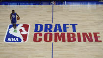 Bronny James participates in the 2024 NBA basketball Draft Combine in Chicago, Tuesday, May 14, 2024. (AP Photo/Nam Y. Huh)