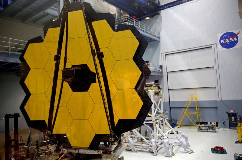 FILE PHOTO: James Webb Space Telescope Mirror unveiling event at NASA's Goddard Space Flight Center in Greenbelt, Maryland