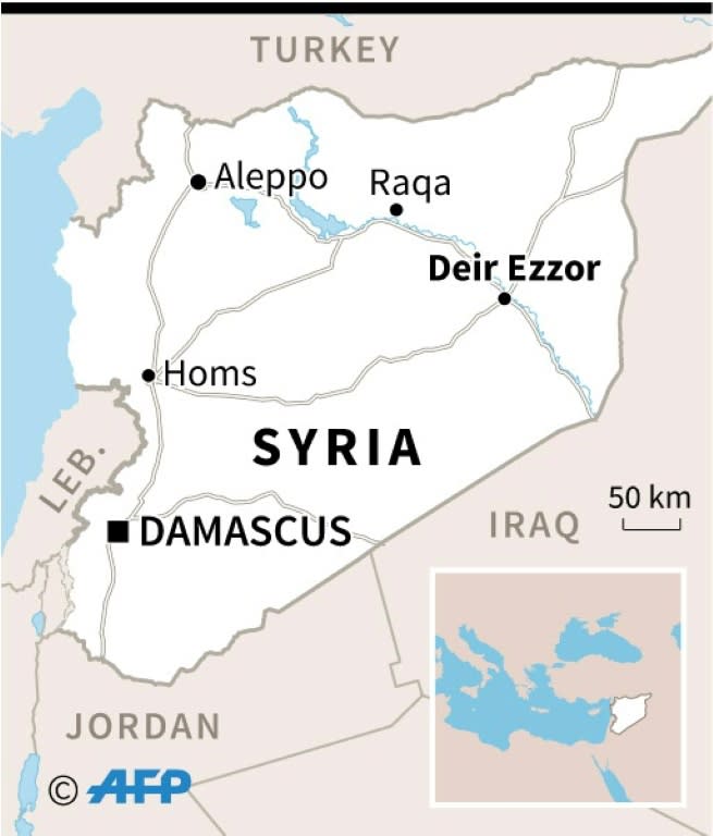 Map locating the Syrian town of Deir Ezzor