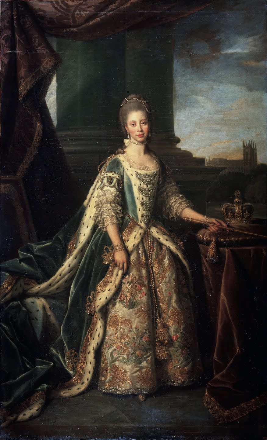 'portrait of charlotte of mecklenburg strelitz, wife of king george iii of england', 1773 artist nathaniel dance holland