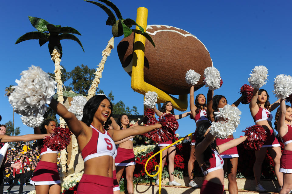 The Rose Bowl Stanford University float. AP Photo/Michael Owen Baker