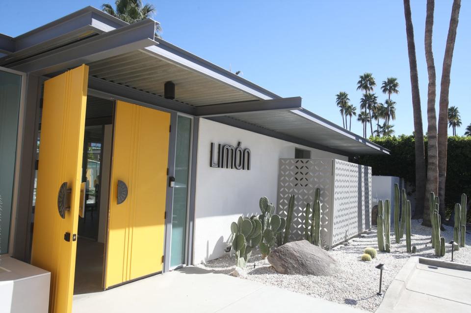 Finishing touches to the Limon property take place in preparation of Modernism Week in Palm Springs, Calif., on Thursday, Feb. 10, 2022.