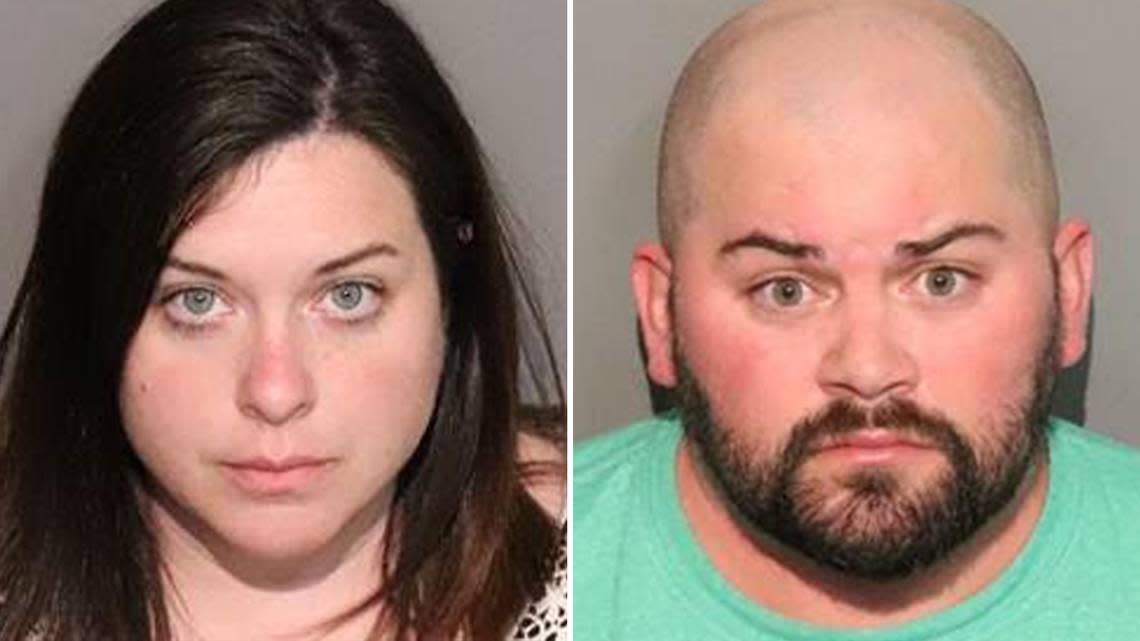 Lindsay and Jordan Piper are seen in booking mugs provided by the Placerville Police Department. The father and stepmother of Roman Lopez were arrested Thursday, Feb. 4, 2021, in connection with the 2020 death of the 11-year-old. Placerville Police Department