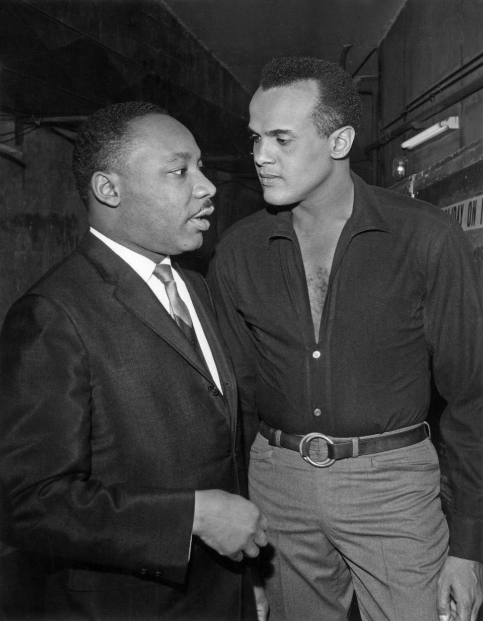 Martin Luther King Jr. and Harry Belafonte in Paris for a US civil rights gala on March 29, 1966.<span class="copyright">AGIP/RDA/Everett Collection</span>