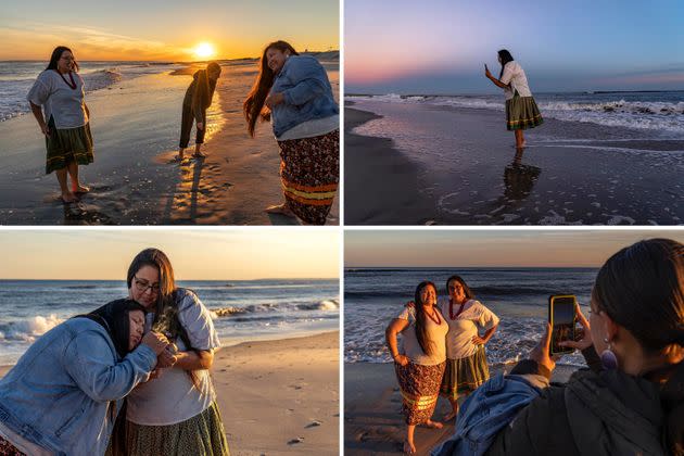 Lauryn, Trinity and River celebrate being able to touch the kitehikan (ocean) waters of Lenapehoking at Rockaway Beach. We shared our laughter, joy and culture there as Lenape'ok in Lenapehoking. We made offerings to the water, and the group gathered wampum shells together. Wampum represents our reciprocal relationships with each other and with nature. Lauryn FaceTimed with family back in Oklahoma to share with those who couldn't be there.