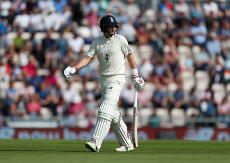 Cricket - England v India - Fourth Test - Ageas Bowl, West End, Britain - August 30, 2018 England's Joe Root walks off after losing his wicket Action Images via Reuters/Paul Childs