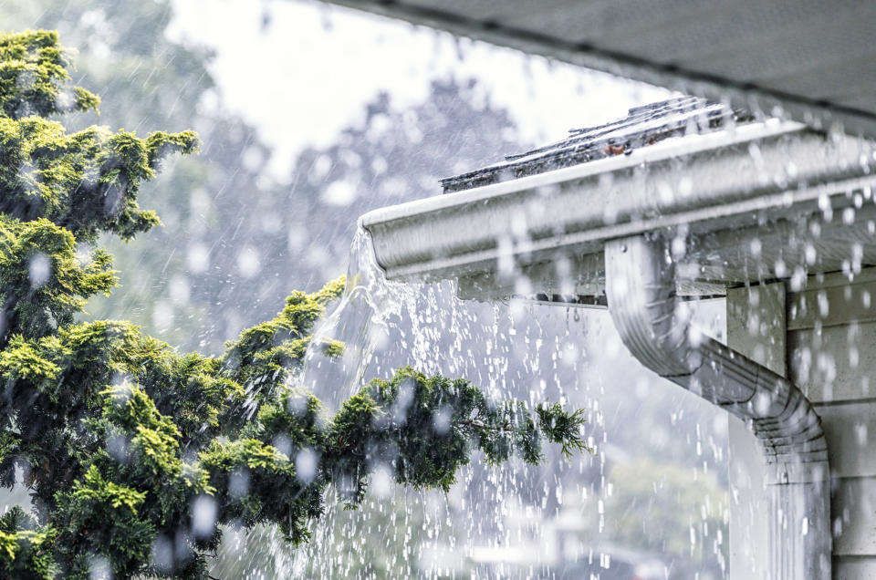 A house being rained on