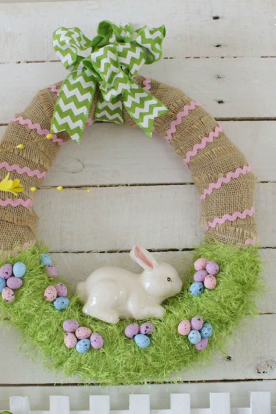 Easter Bunny in Grass Wreath